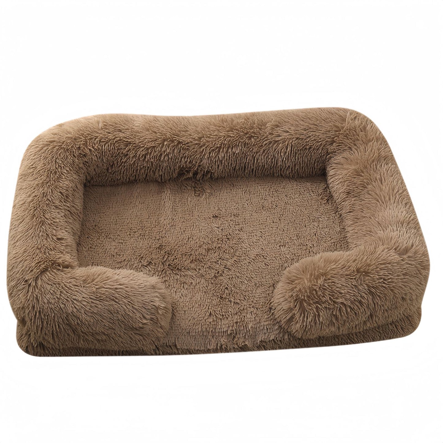 Plush Dog Bed and Cat Bed, Rectangle Dog Sofa Bed with Raised Sides