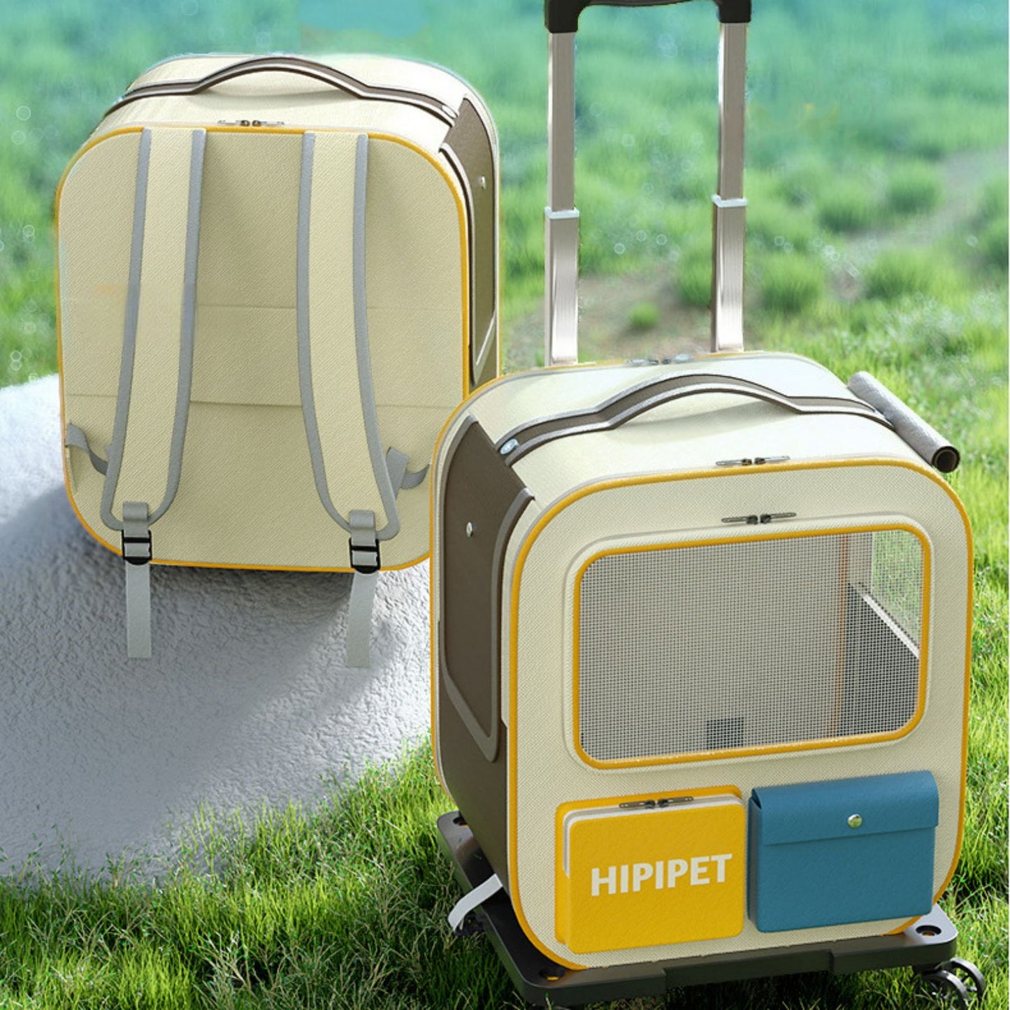 Cat Carrier with Wheels and Handle, Rolling Cat Carrier Backpack for Travel
