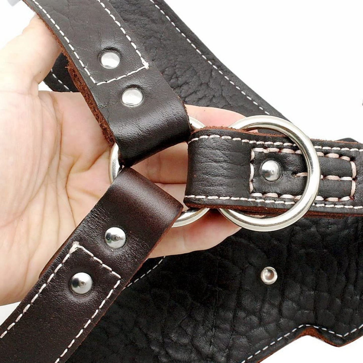 Leather Dog Harness with Handle, Heavy Duty Adjustable Training Dog Harness for Medium to Large Dogs