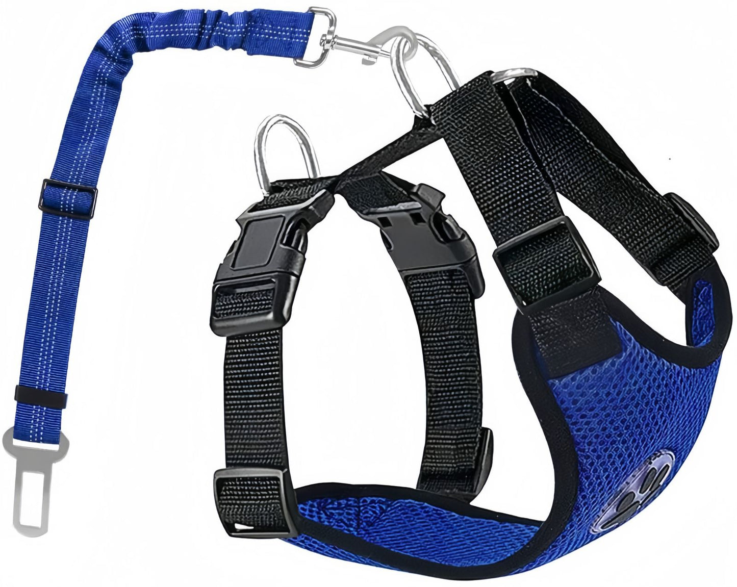 Dog Seat Belt Harness and Leash Set, No Pull Breathable Vest Dog Harness with Bungee Leash