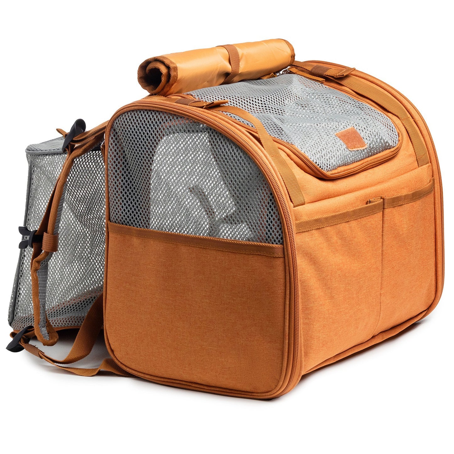 Expandable Cat Carrier Backpack, Breathable Foldable Cat Travel Backpack with Mesh Extension