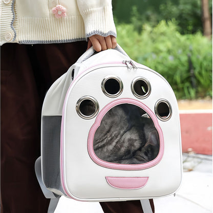 Foldable Cat Carrier Backpack with Window, Breathable Travel Cat Backpack