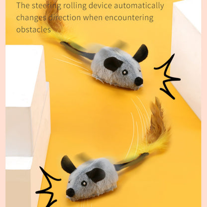 Interactive Plush Mouse Cat Chase Toy, Touch Activated Squeaky Cat Toy, USB Rechargeable Cat Toy