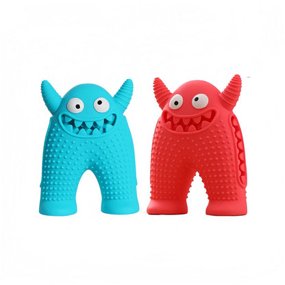 2-Pack Interactive Monster Dog Chew Toy with Squeaker, Durable Silicone Dog Enrichment Toy for Teeth Cleaning & Boredom Relief
