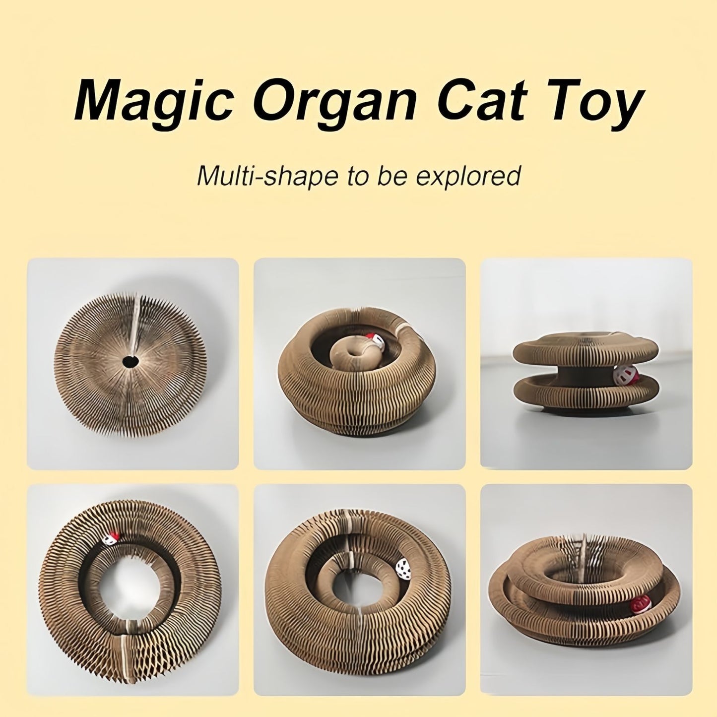 Foldable Cardboard Cat Scratcher Toy with Ball, Interactive Cat Scratch Toy for Indoor Cats