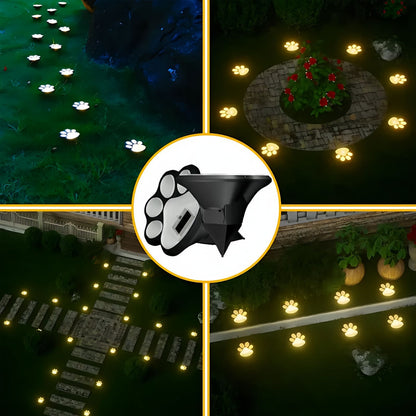 Solar Paw Lights Outdoor, Paw Print Garden Lights for Pathway, Lawn and Yard