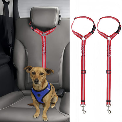 Dog Car Seat Belt with Elastic Bungee, Adjustable Safety Seat Belt for Dogs with Lockable Clip and 360° Swivel Hook