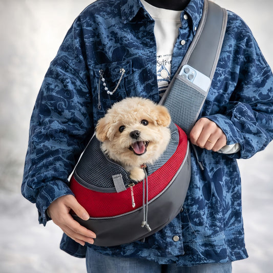 Small Dog Sling Carrier, Breathable Mesh Front Pouch Shoulder Bag for Small Dogs