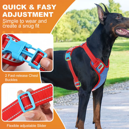 No Pull Dog Vest Harness, Escape Proof Reflective Breathable Mesh Dog Harness with Adjustable Straps
