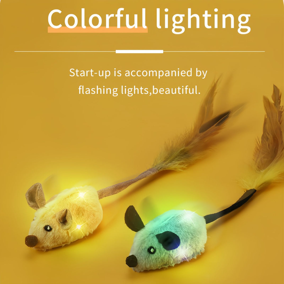 Interactive Plush Mouse Cat Chase Toy, Touch Activated Squeaky Cat Toy, USB Rechargeable Cat Toy