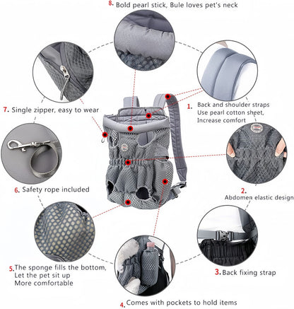 Puppy Dog Backpack Carrier, Breathable Front & Back Dog Carrier for Small Medium Dogs