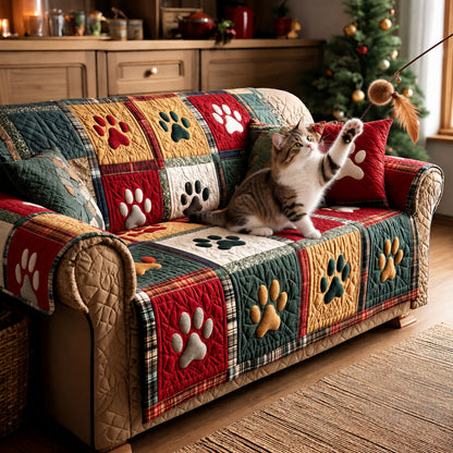 Pet Paw Quilted Sofa Cover, Couch Protector for Dogs and Cats, Washable Furniture Cover