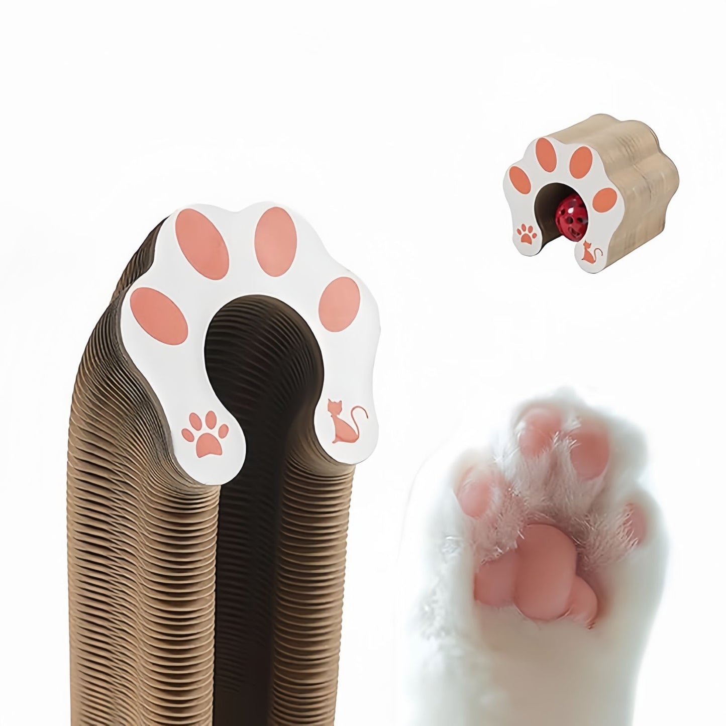 Foldable Cardboard Cat Scratcher Toy with Ball, Interactive Cat Scratch Toy for Indoor Cats