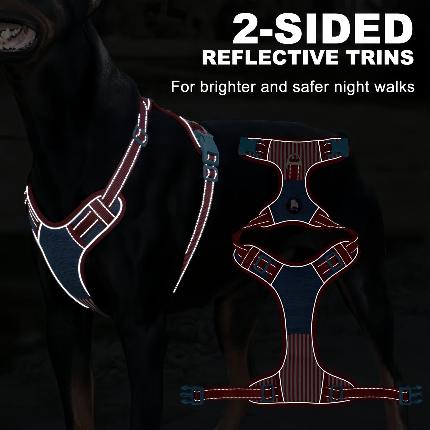 No Pull Dog Vest Harness, Escape Proof Reflective Breathable Mesh Dog Harness with Adjustable Straps