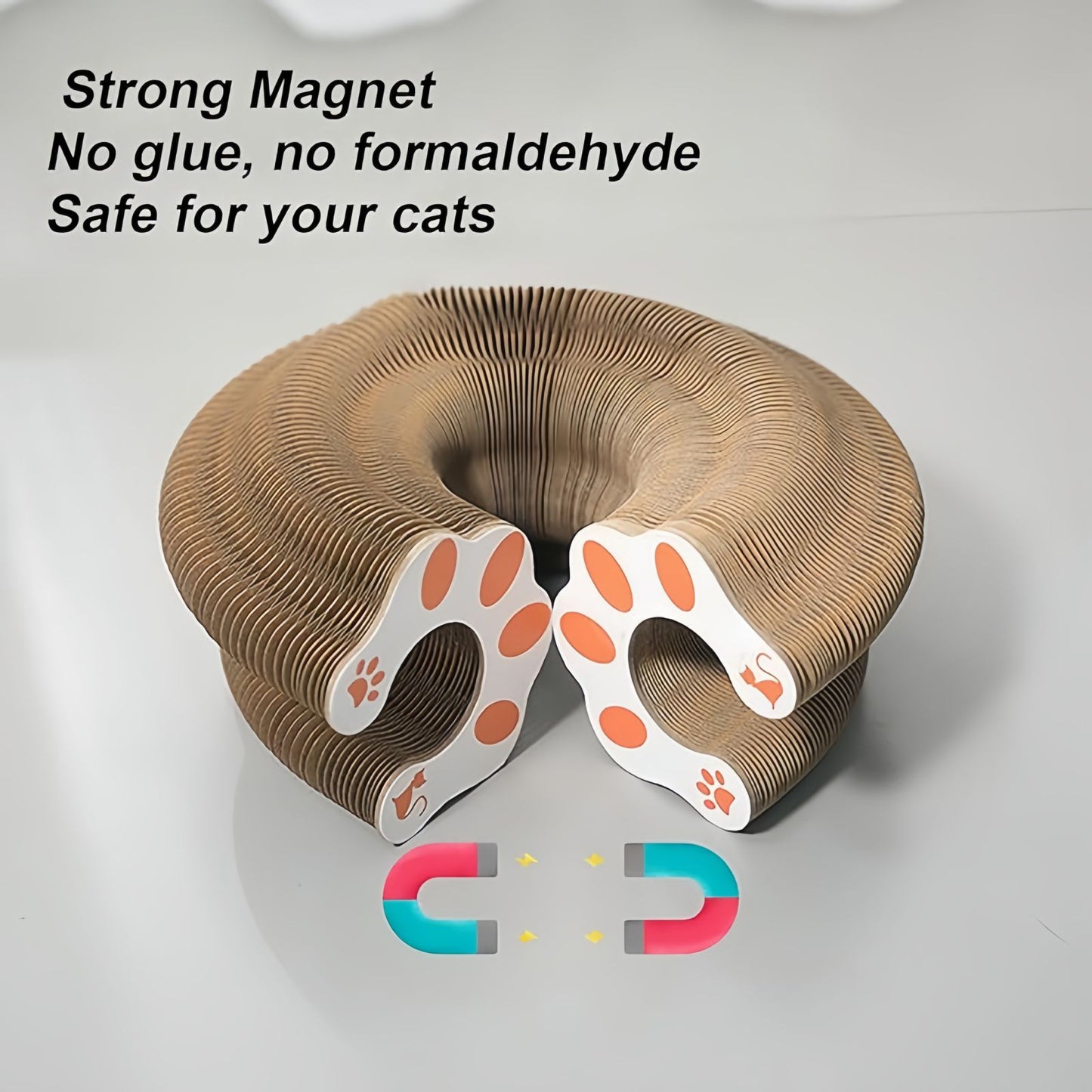 Foldable Cardboard Cat Scratcher Toy with Ball, Interactive Cat Scratch Toy for Indoor Cats