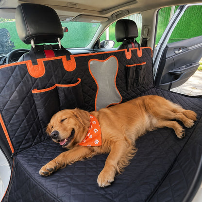 Waterproof Dog Car Seat Cover with Mesh Window, Full Coverage Dog Hammock Seat Protector with Side Flaps & Cargo Liner Function