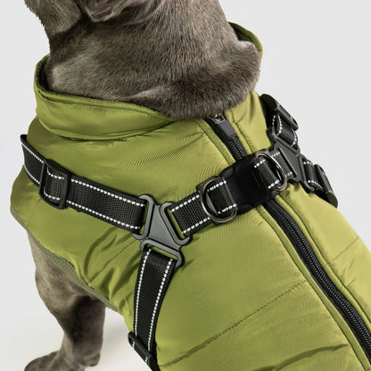 Waterproof Dog Winter Coat with Built-in Harness, Warm Reflective Dog Jacket
