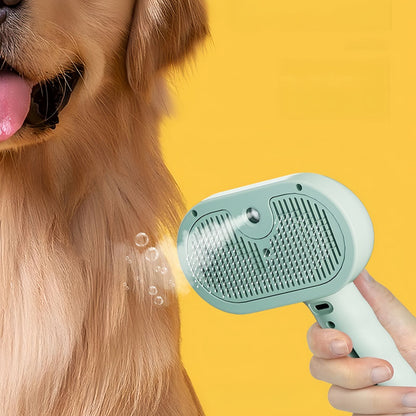 3-in-1 Pet Steam Brush for Cats and Dogs, Self Cleaning Spray Grooming Brush for Pet Hair Removal