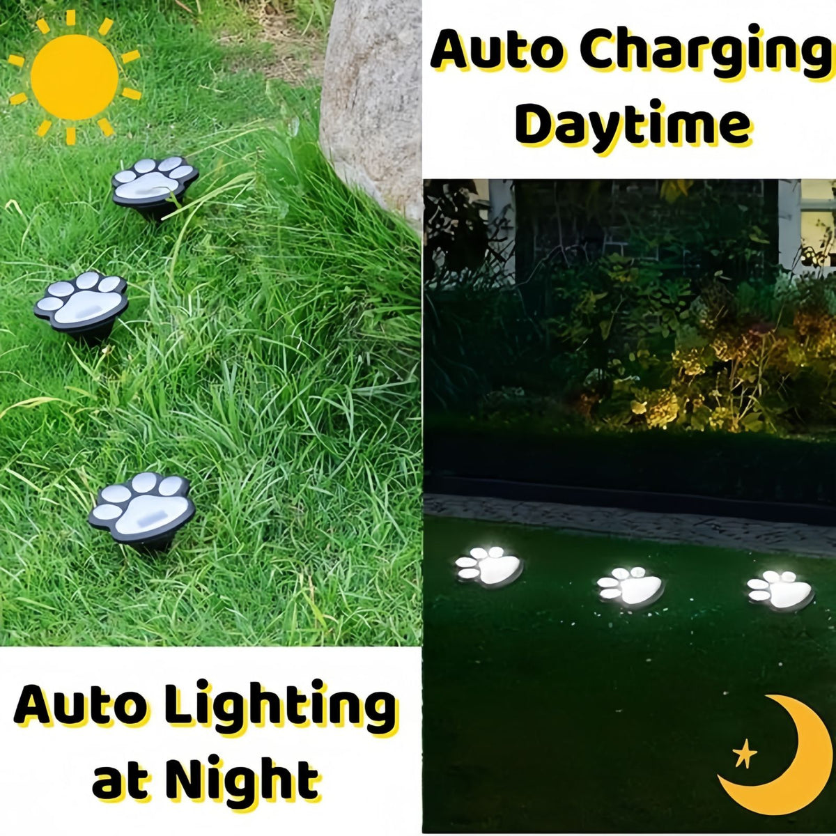 Solar Paw Lights Outdoor, Paw Print Garden Lights for Pathway, Lawn and Yard