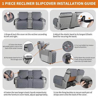 Waterproof Recliner Sofa Cover, Quilted Non-Slip Furniture Protector for Pets