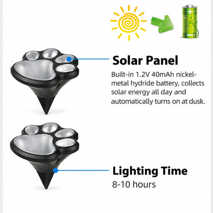 Solar Paw Lights Outdoor, Paw Print Garden Lights for Pathway, Lawn and Yard