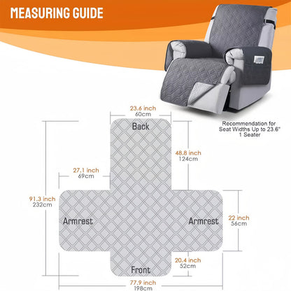 Waterproof Recliner Sofa Cover, Quilted Non-Slip Furniture Protector for Pets