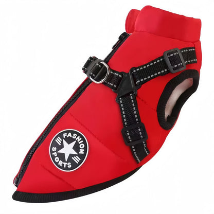 Waterproof Dog Winter Coat with Built-in Harness, Warm Reflective Dog Jacket