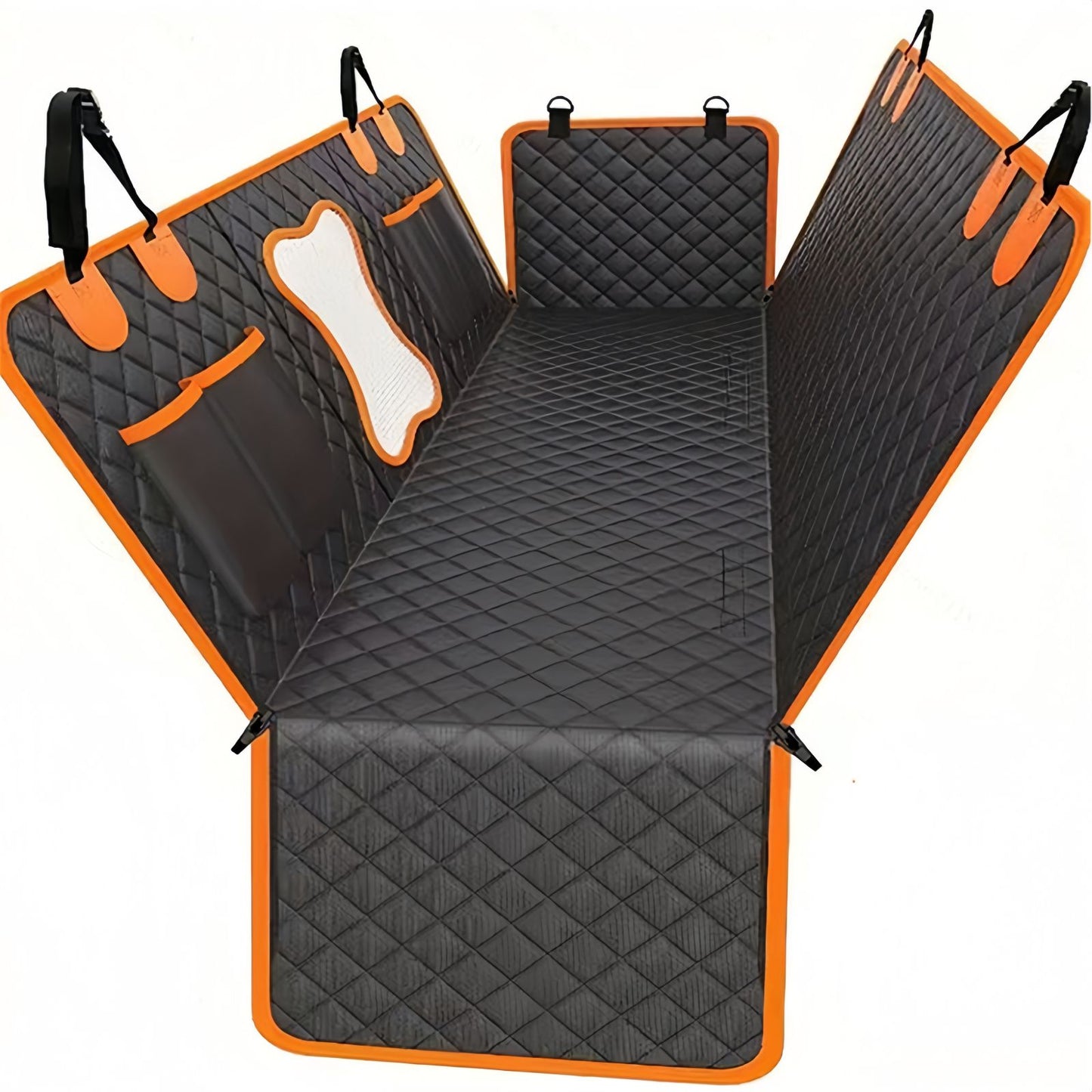 Waterproof Dog Car Seat Cover with Mesh Window, Full Coverage Dog Hammock Seat Protector with Side Flaps & Cargo Liner Function