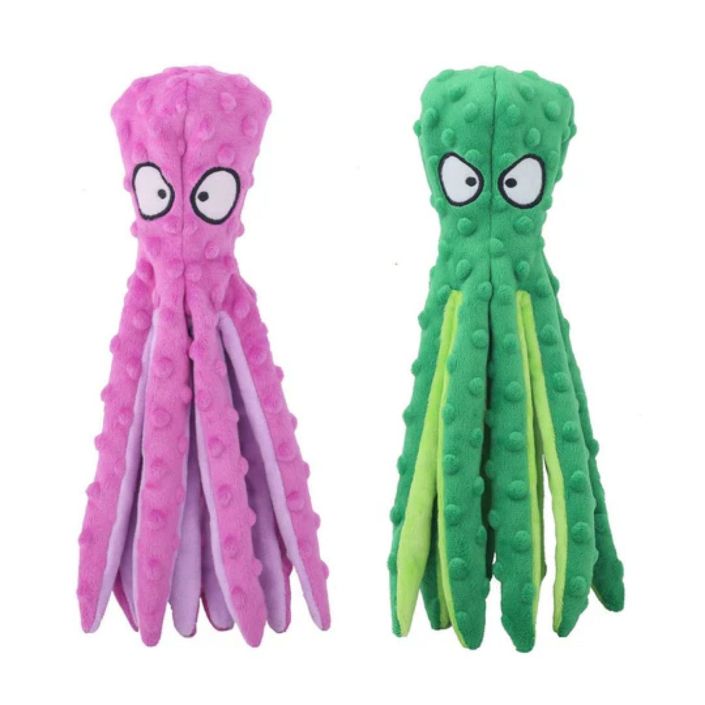 Octopus Dog Toy No Stuffing Crinkle Plush Dog Teething Toy, Interactive Squeaky Durable Dog Chew Toy for Small, Medium & Large Dogs