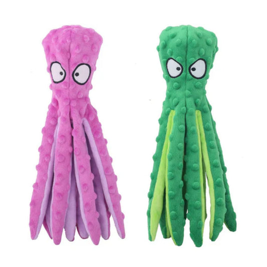 Octopus Dog Toy No Stuffing Crinkle Plush Dog Teething Toy, Interactive Squeaky Durable Dog Chew Toy for Small, Medium & Large Dogs