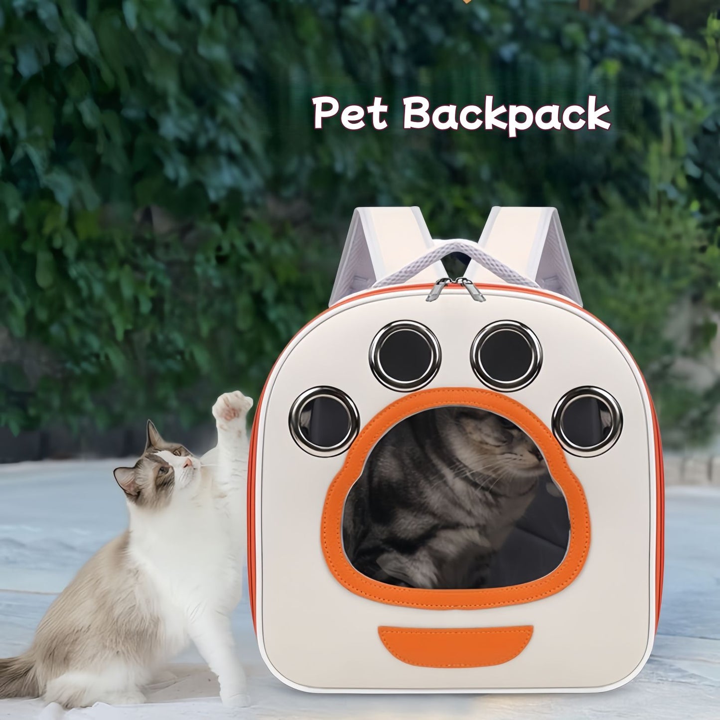 Foldable Cat Carrier Backpack with Window, Breathable Travel Cat Backpack