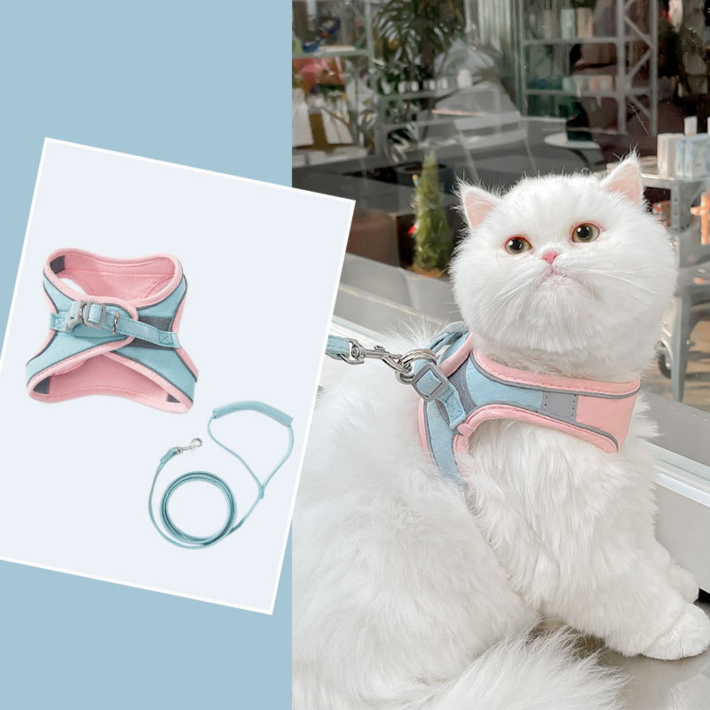 Escape Proof Cat Harness and Leash Set, Adjustable Reflective Walking Harness for Cats & Small Dogs