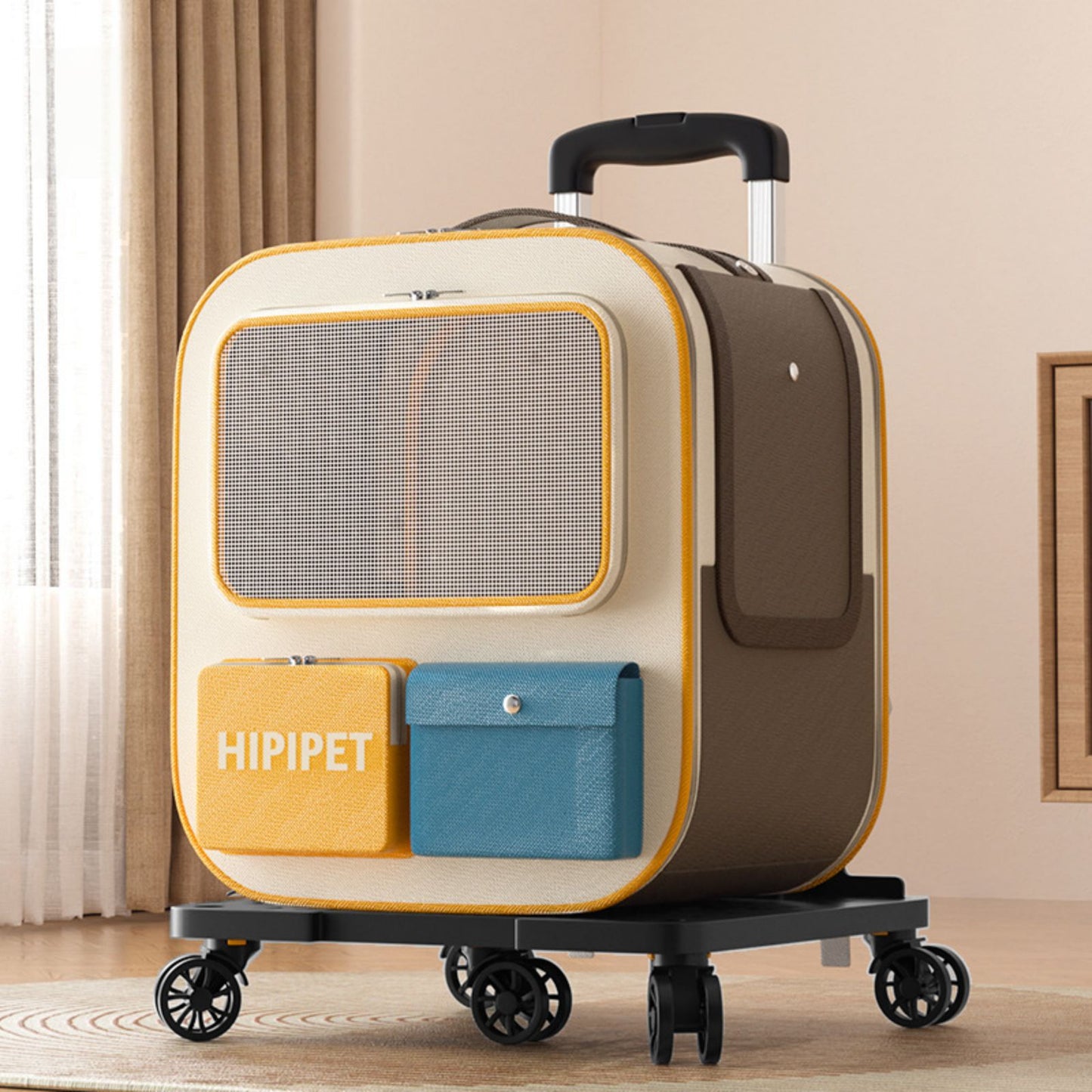 Cat Carrier with Wheels and Handle, Rolling Cat Carrier Backpack for Travel