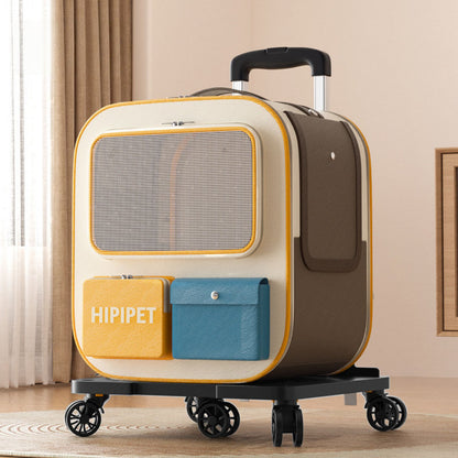 Cat Carrier with Wheels and Handle, Rolling Cat Carrier Backpack for Travel