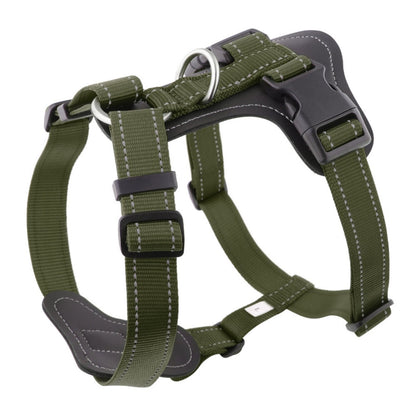 No Pull Dog Harness with Leather Padding, Reflective Adjustable Dog Harness for Medium Large Dogs