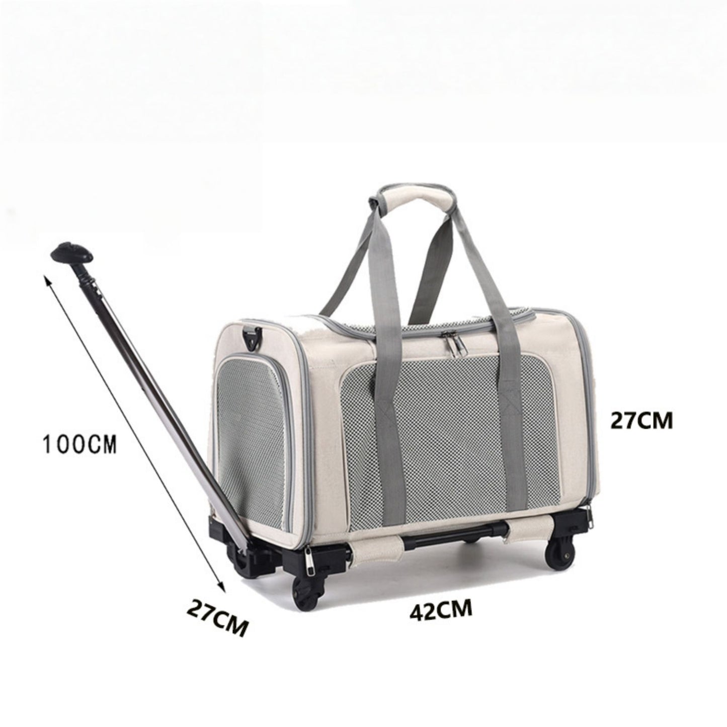 Dog Carrier with Wheels, Rolling Pet Carrier for Travel with Telescopic Handle