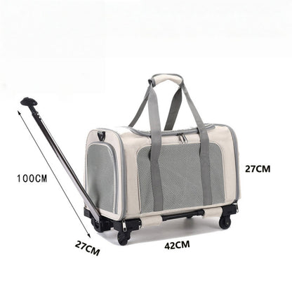 Dog Carrier with Wheels, Rolling Pet Carrier for Travel with Telescopic Handle