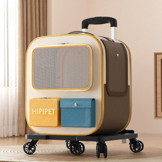 Cat Carrier with Wheels and Handle, Rolling Cat Carrier Backpack for Travel