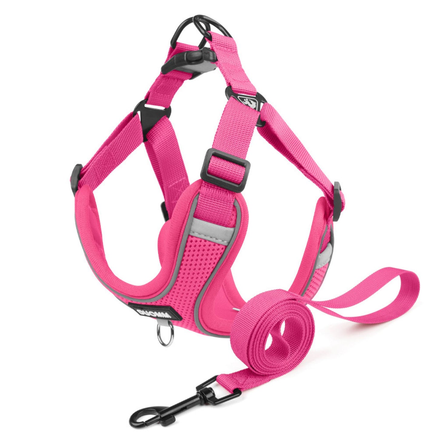 Breathable Frenchie Dog Harness with Leash, Reflective Adjustable Dog Harness Vest for Small Dogs & Cats