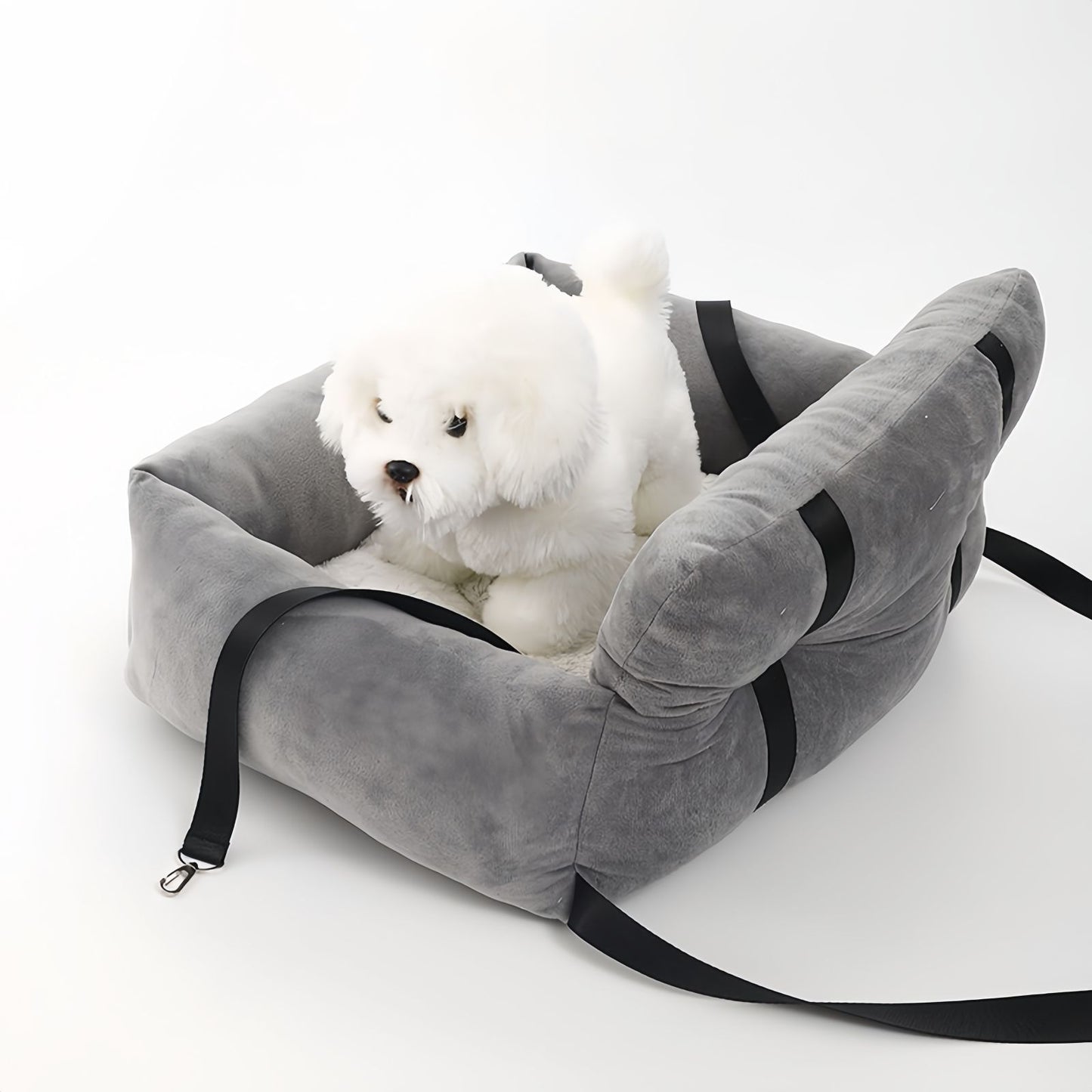 Dog Car Seat Bed for Small Dogs & Cats, Portable Dog Car Booster Seat with Safety Strap