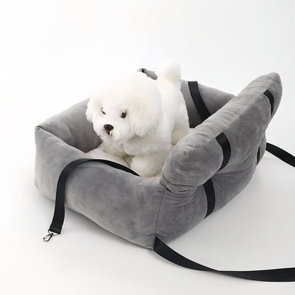 Dog Car Seat Bed for Small Dogs & Cats, Portable Dog Car Booster Seat with Safety Strap
