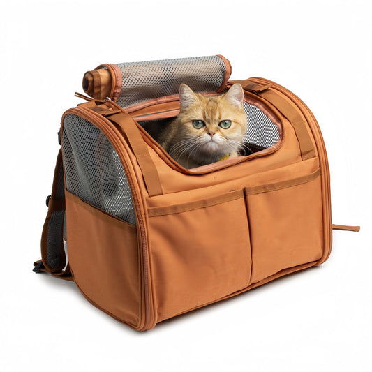 Expandable Cat Carrier Backpack, Breathable Foldable Cat Travel Backpack with Mesh Extension