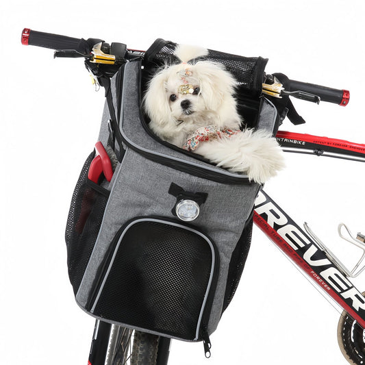 Dog Bike Backpack, 3-in-1 Bicycle Dog Backpack Carrier with Breathable Mesh & Handlebar Mount for Cycling, Travel & Outdoor Adventures