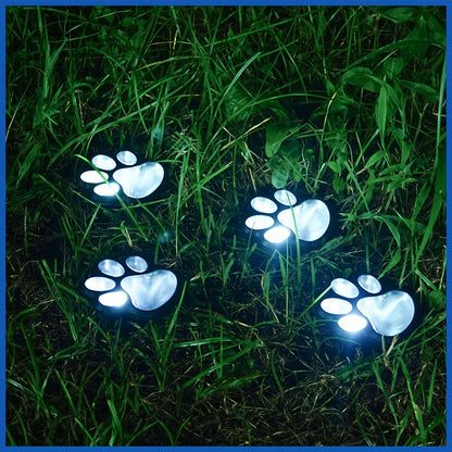 Solar Paw Lights Outdoor, Paw Print Garden Lights for Pathway, Lawn and Yard