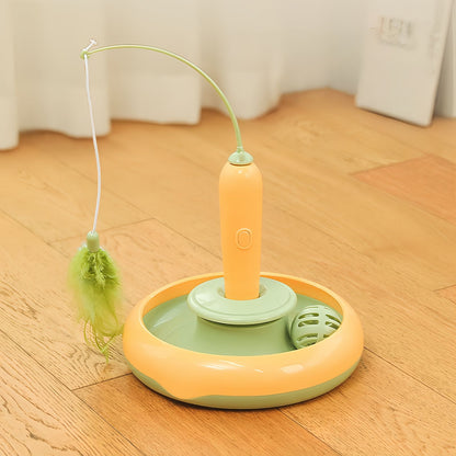 Automatic Interactive Cat Toy with Rotating Feather & Ball, Self Play Cat Toy for Indoor Cats