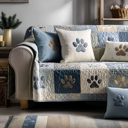 Pet Paw Quilted Sofa Cover, Couch Protector for Dogs and Cats, Washable Furniture Cover