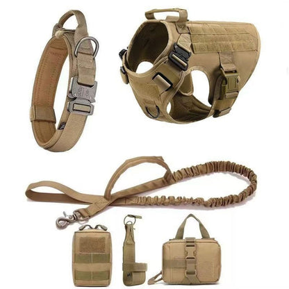 Tactical Dog Harness and Leash Set, No Pull Military Style Dog Harness with Handle