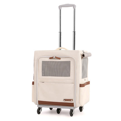 Cat Carrier Backpack with Wheels, Rolling Cat Travel Carrier Backpack