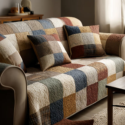 Cozy Quilted Couch Cover, Patchwork Sofa Throw Blanket