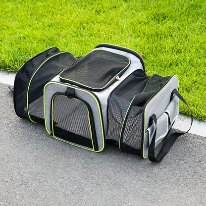 Expandable Cat Carrier Bag, Breathable Foldable Pet Carrier for Travel, Portable Cat Carrier with Shoulder Strap